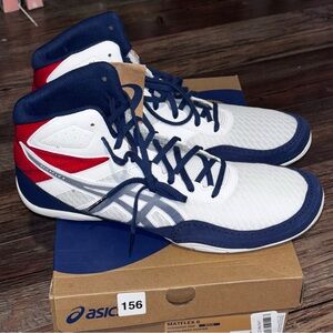 Asics Matflex 6 Wrestling Shoes Mens Size 12 Red/White/Blue Gym Shoes 1081A021